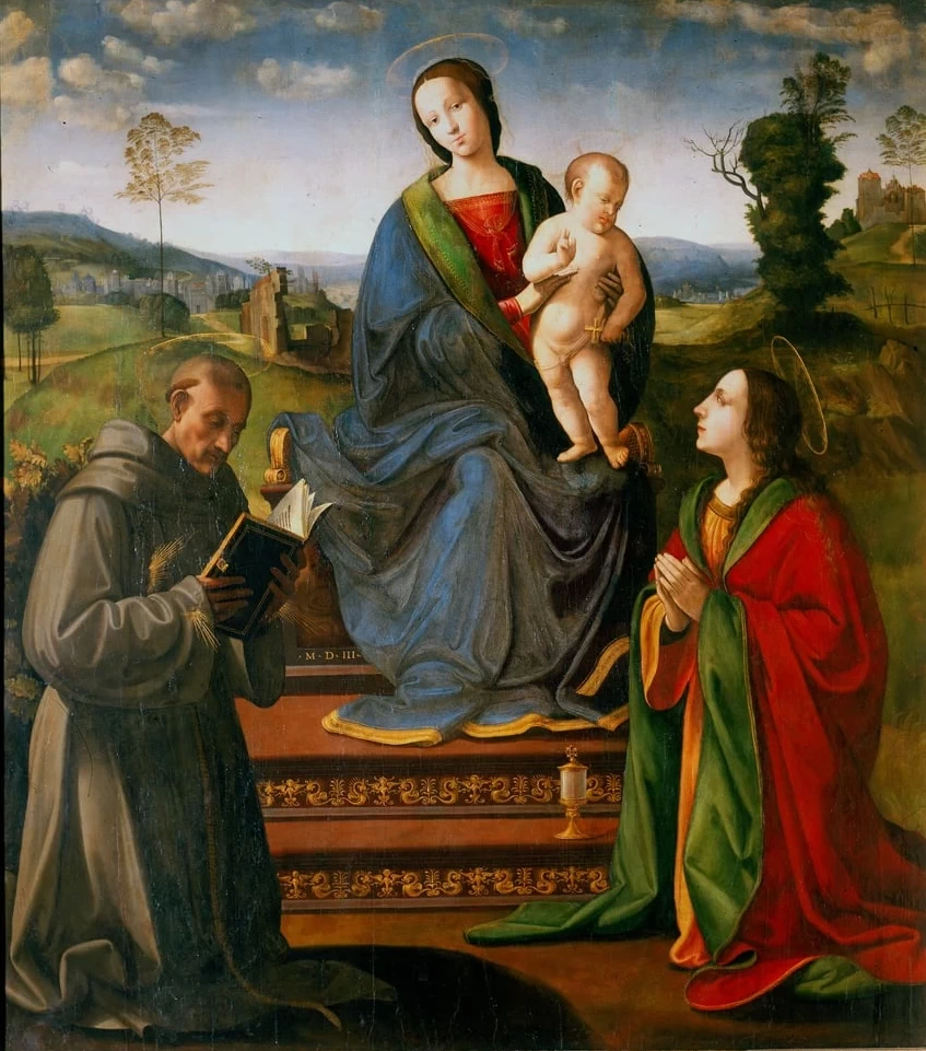 Madonna con Bambino, San Bernardino da Siena e Santa Maria Maddalena , da s. Andrea a Mosciano - Monastero del Cenacolo, Firenze